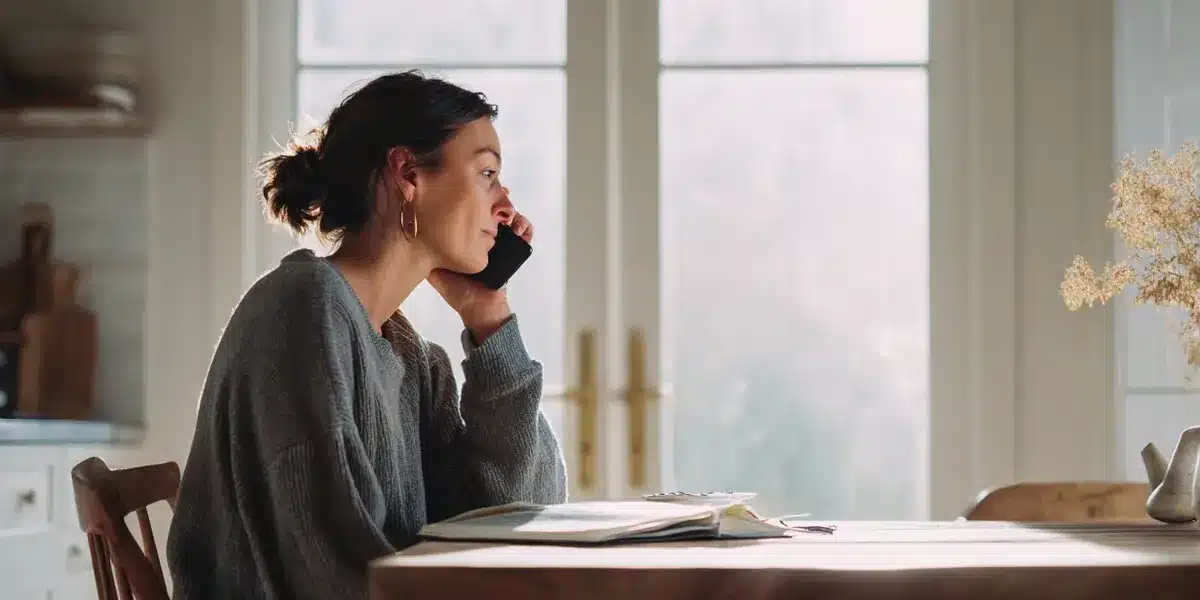 Woman making a confidential phone call to discuss addiction treatment options