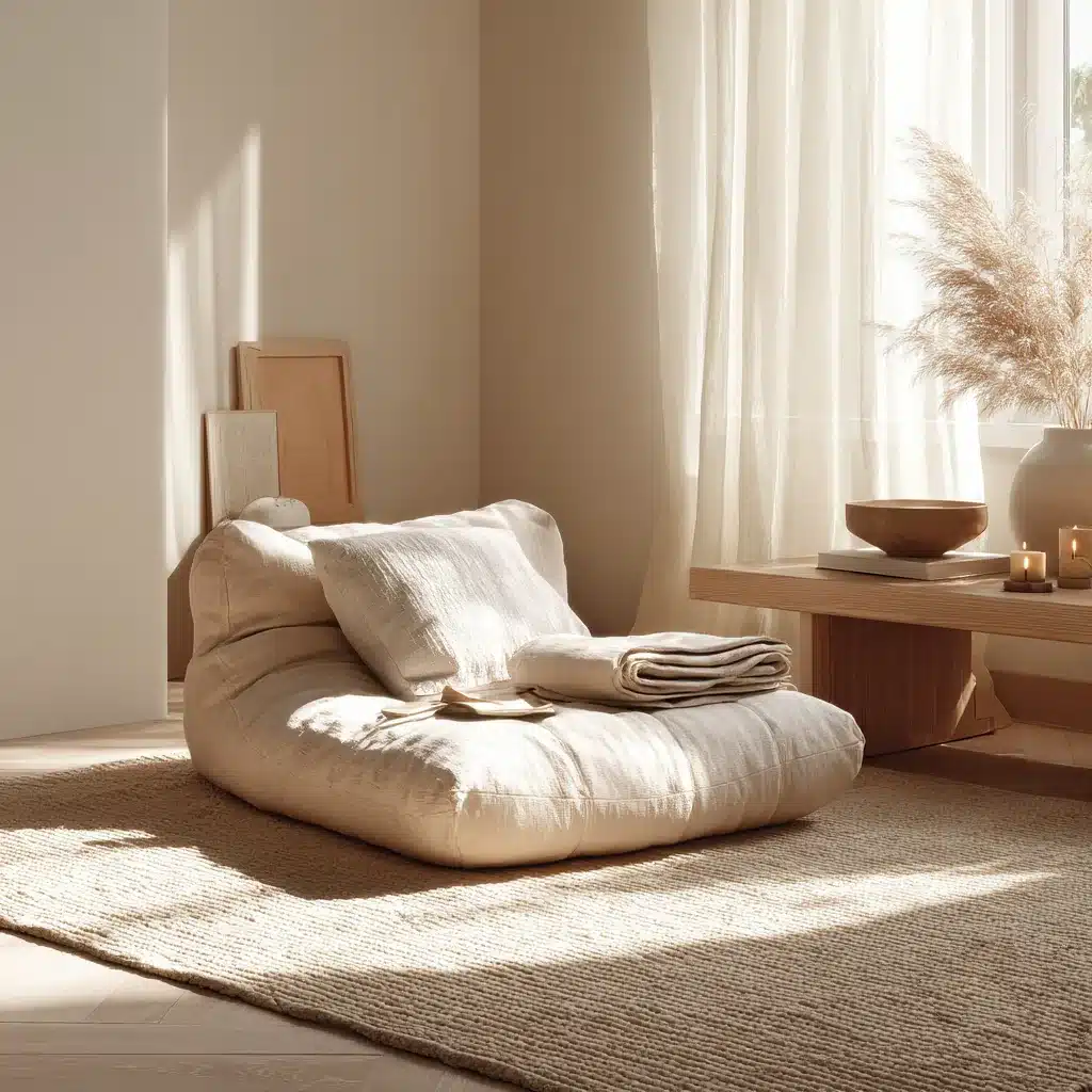 A sunlit corner with a plush floor cushion and neutral decor offers quiet spaces for meditation, prayer, and reflection.